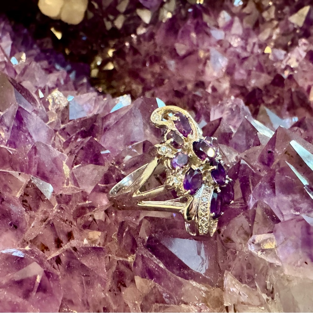 Sparkly Amethyst Statement Ring - image 3